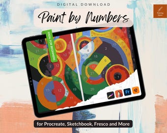 Pintar por Números - Delaunay Rhythm Procreate Coloring Page (Digital) Impressionismo Arte Pintura