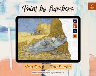 Kit de pintura por números "A Siesta" de Van Gogh (digital) para colorir arte impressionista para adultos