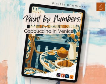 Cappuccino em Veneza, Itália - Página para colorir Procreate para adultos (download digital)