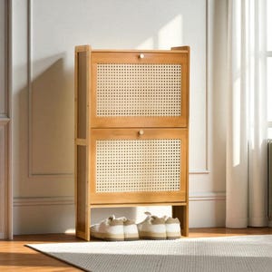 Large Capacity Shoe Organizer Cabinet: Free Standing Entryway Storage