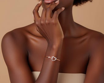 925 Heart Diamond Bracelet , Lucky  Bracelet, Unique Gift for Her, Bracelet for Women,