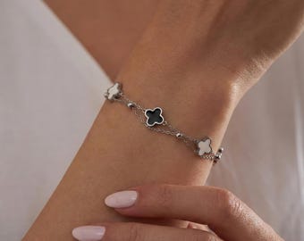 Four Leaf Clover Bracelet, Dainty Four-Leaf  Mother of Pearl Bracelet,Perfect Gift for Women,Valentine's Day Gift for Her