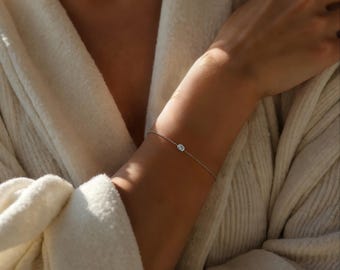 Clover 925 Jewelry,Sterling Silver Moissanite Bracelet, Minimalist Gemstone Chain,Everyday Sparkle Jewelry,Valentine's Day Gift for Her