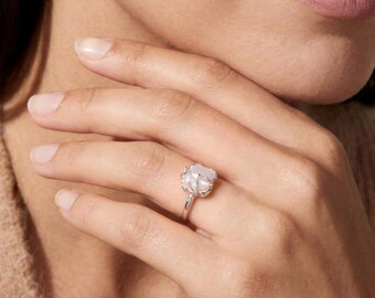 バロックパール スターリングシルバーリング、エレガントなミニマルスタイルのジュエリー、調節可能なオープンリング、彼女へのユニークなハンドメイドジュエリーギフト