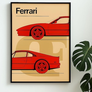 Retro Ferrari Poster - Fine Art Print - Vibrant Giclée Wall Art for Car Lovers