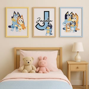 Bluey Inspired Personalised Prints – Toddler Bedroom & Playroom Wall Art (A4, High Gloss Paper, Unframed)