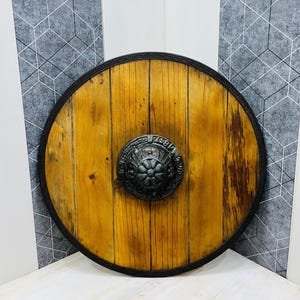 24 inch Medieval Wooden Viking Shield: Role Play Costume, Wall Decor
