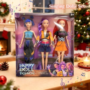 Handmade 3D Singing Dolls, Vinyl Doll Toys With Music, Action Figure, Gift For Daughter, Birthday Party, Girl Doll Ornament Gift