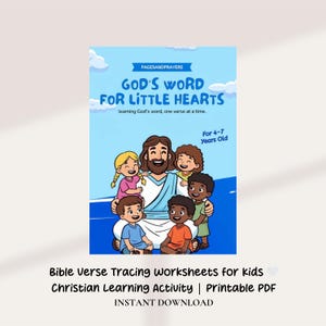 Schede di esercizi per imparare a leggere i versetti biblici per bambini / Attività di apprendimento cristiano / Esercizi di scrittura stampabili / Risorsa cristiana per l'istruzione domiciliare