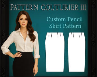 5. Pencil Skirt - Fashion Design Pattern Making Course – Alter Basic Skirt to become Pencil Modifiable Full Size Digital File Sewing Pattern