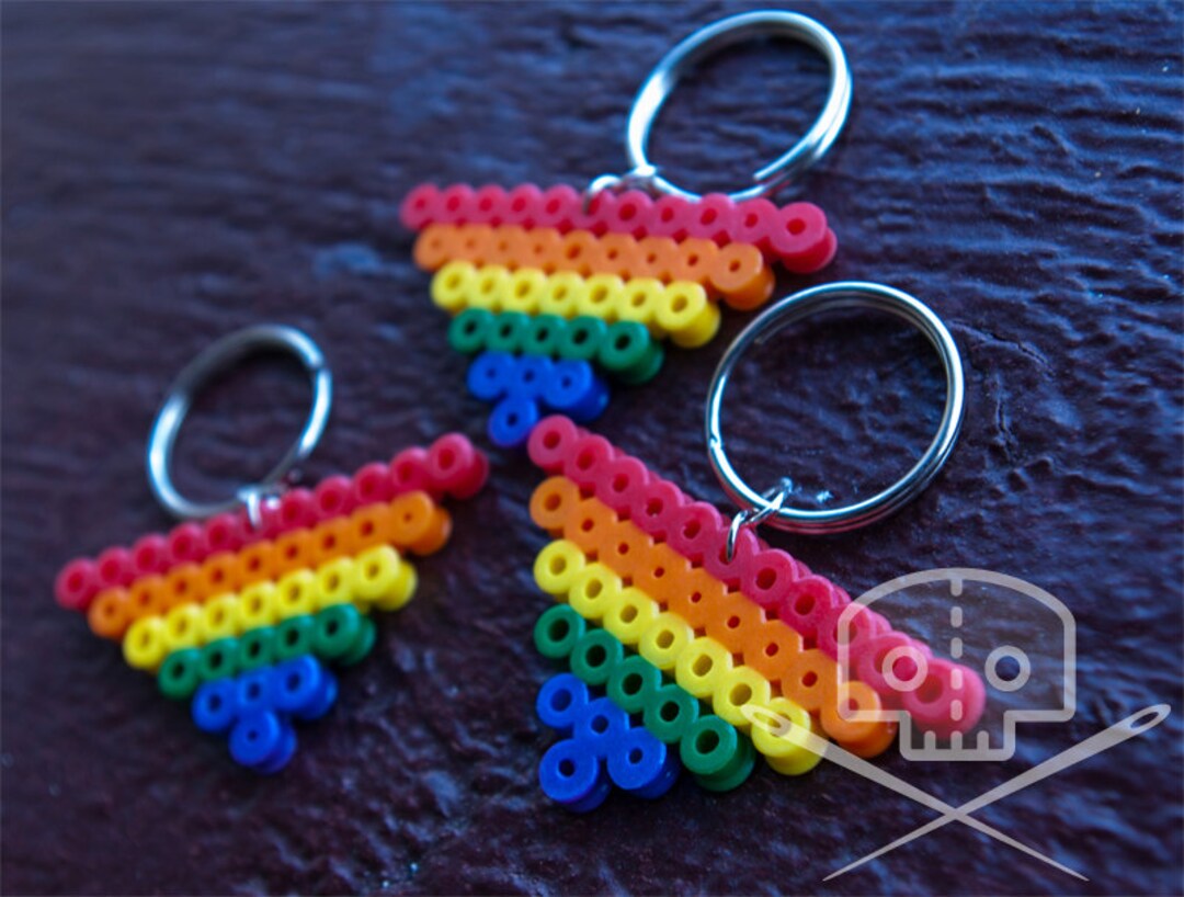 Gay Pride Rainbow Triangle Keychain Fusible Beads Etsy