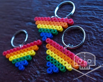 Gay Pride Rainbow Triangle Keychain- Fusible beads