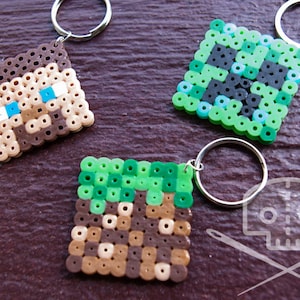 Minecraft-inspired Keychain- Fusible beads- Multiple characters