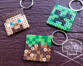 Minecraft-inspired Keychain- Fusible beads- Multiple characters