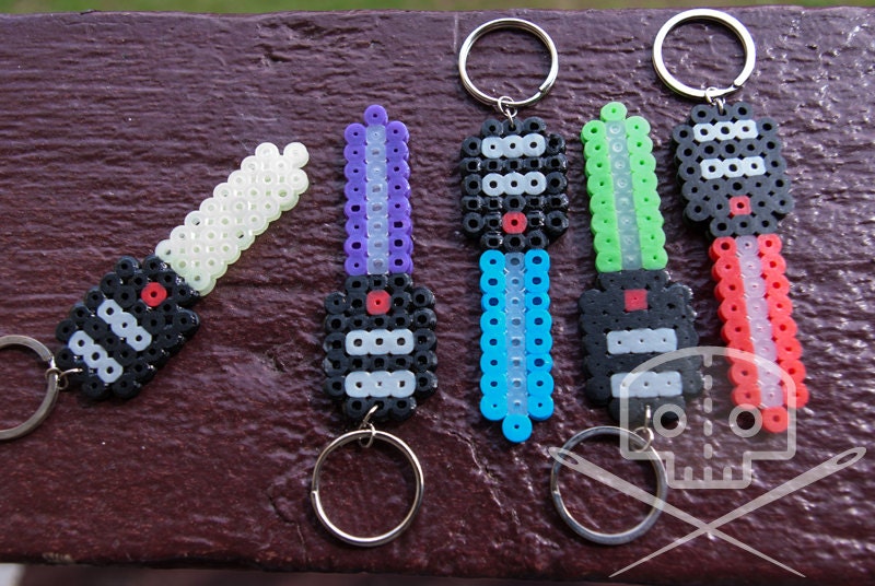 Star Warsinspired Lightsaber Keychain Fusible Beads Etsy