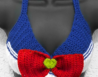 Sailor Moon - Inspired Sailor Scout Crochet Wrap Adjustable Top - Machine Washable