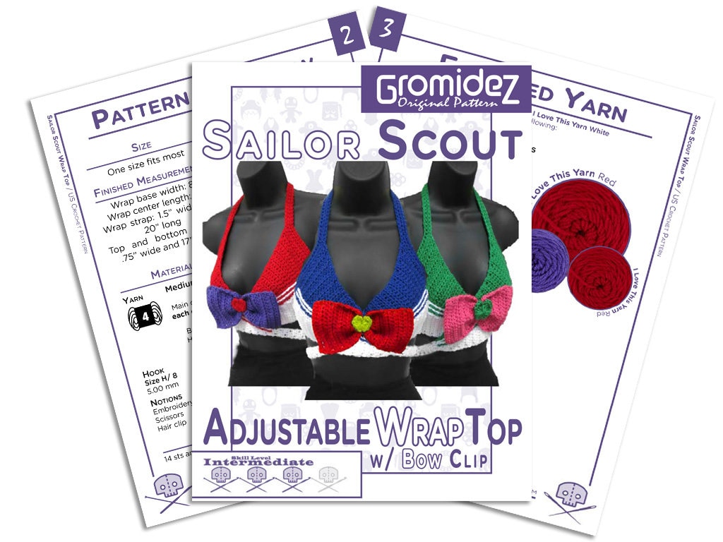 Magic Sailor Adjustable Wrap Top Crochet Pattern - US/UK Terms