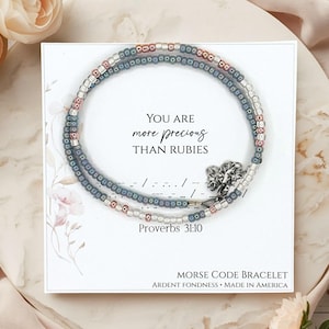 Morse Code Bracelet, Proverbs 31:10 More Precious than Rubies
