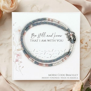 Be Still and Know That I Am With You Morse Code Bracelet, Psalm 46 10 Jewelry, Christian Gifts for Women Minimalist Bible Verse Gift for her