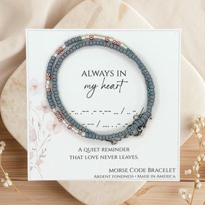 Bracelet commémoratif personnalisé Code Morse - Cadeau commémoratif toujours dans mon coeur pour femme
