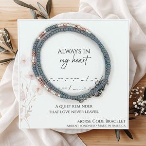 Always in my Heart Personalized Morse Code Memorial Bracelet, Remembrance Jewelry, Sympathy Gift