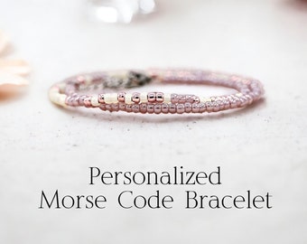 Personalized Beaded Morse Code Wrap Bracelet for Women Girls Unique Custom Jewelry Gift for her with quote, name, initials, date, coordinate