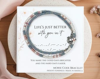 Life's Just Better With You In It Morse Code Friendship Bracelet, Minimalist Hidden Message Jewelry for Best Friend, Modern Friendship