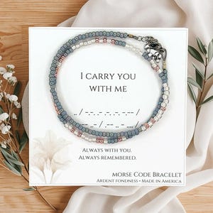 I Carry You With Me Morse Code Bracelet, Memorial Gift for Her, Sympathy Beaded Jewelry, Remembrance Bracelet, Loss of Loved One Gift Women
