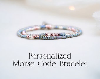 Custom Morse Code Bracelet, Personalized Jewelry, Unique Personalized Gift for her, Personalized Mother's Day Gift for Women, Birthday Gift