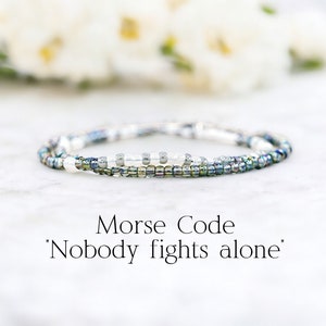 Nobody Fights Alone Bracelet, Survivor Gift, Cancer Support Bracelet, Breast Cancer Survivor, You are not alone,