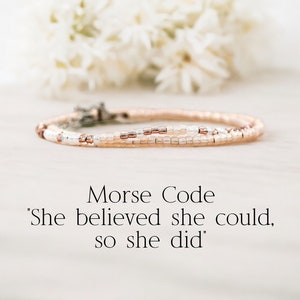 She Believed She Could So She Did Bracelet Morse Code Bracelet Graduation Gift for Her Unique Gift for Women Motivational Gift for Her Grad