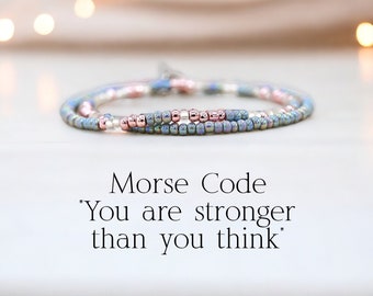 You Are Stronger Than You Think Bracelet Morse Code Jewelry High School College Grad Gift for her Secret Message Bracelet Encouragement Gift