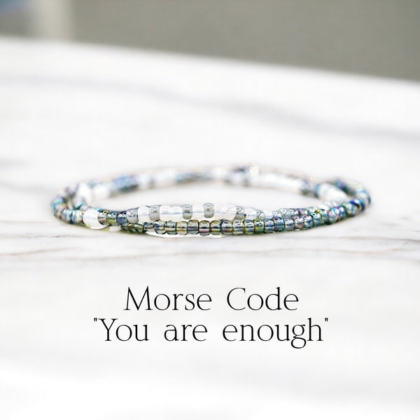 You Are Enough Bracelet Morse Code Encouragement Bracelet Mental Health Awareness Worthy Mental Health Gift Self Love Gift for her Capable