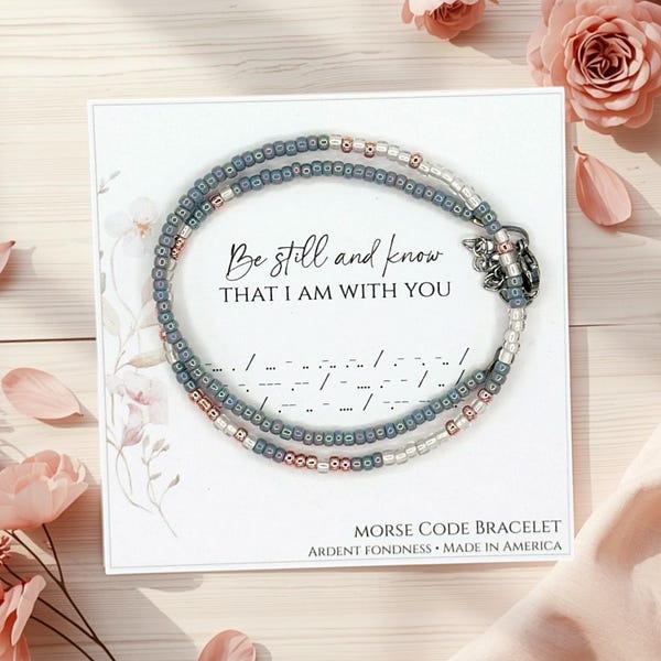 Pulsera con el mensaje "Estad quietos y sabed que yo estoy con vosotros" en código Morse / Delicado regalo con el Salmo 46:10 / Joyería minimalista única con temática religiosa