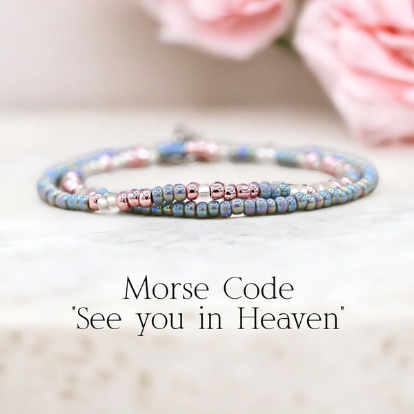 See You in Heaven Morse Code Memorial Bracelet Loss of Mother Husband Grandpa Brother Sister Dad Sympathy Gift Remembrance Gift Son Daughter