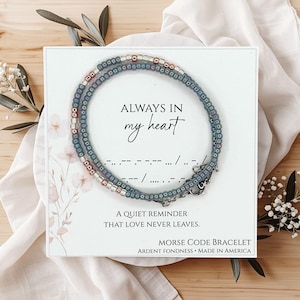 Always in my Heart Personalized Morse Code Memorial Bracelet, Remembrance Jewelry, Sympathy Gift