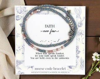 Faith Over Fear Bracelet Psalm 118:6 Secret Message Bracelet Morse Code Jewelry 2 Timothy 1 Christian Gift for Her Goddaughter Daughter