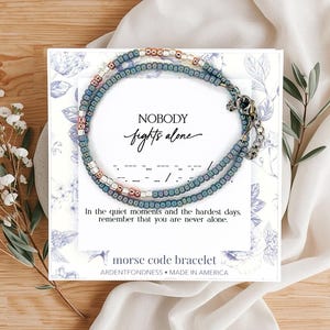 Nobody Fights Alone Bracelet, Supportive Gift for Women, Cancer Support Jewelry, Get Well Soon, Strength, Support Encouragement Fighter