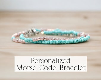 Custom Morse Code Bracelet, Personalized Jewelry, Unique Personalized Gift for her, Customizable Quote Gift for Women Birthday Graduation