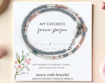 My Favorite Forever Person Morse Code Bracelet | Dainty Mother's Day Gift | Adjustable Minimalist Mom Jewelry
