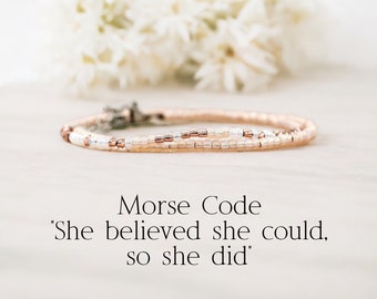 She Believed She Could So She Did Bracelet Morse Code Bracelet Graduation Gift for Her Unique Gift for Women Motivational Gift for Her Grad