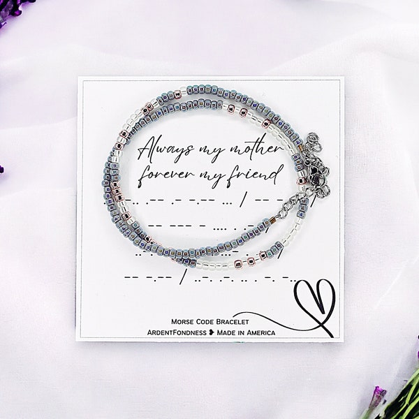 Mother Bracelet Custom Morse Code Bracelet for Mom Birthday Gift Jewelry Meaningful Gift Always my mother forever my friend Christmas Gift