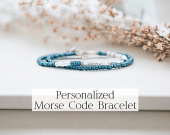 Personalized Jewelry, Unique Personalized Gift for her, Custom Jewelry Beaded Bracelet, Custom Morse Code Bracelet, Unique Graduation Gift