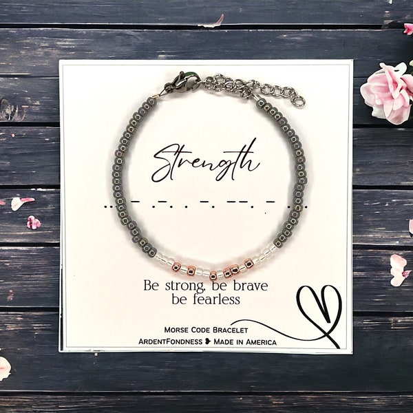 Strength Bracelet Morse Code Strength Jewelry I am strong bracelet Be Strong Gift for Women Friendship Gift Get well soon Survivor Gift