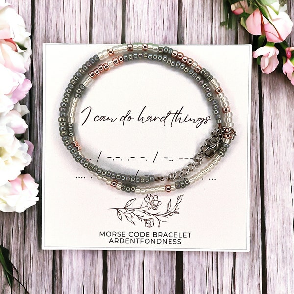 I can do hard things Bracelet, Motivational Quote Jewelry, Daughter Gift, Anxiety Gift, Self Esteem Confidence, Inspire Gift, Encouraging
