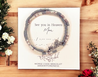 See you in Heaven Mom Bracelet, Loss of Mom Memorial Jewelry, Mother Memorial Bracelets, Mother Memorial Keepsakes, Mother Remembrance Gift