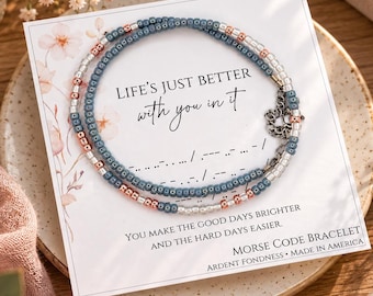 Life's Just Better With You In It Morse Code Friendship Bracelet, Minimalist Hidden Message Jewelry for Best Friend, Modern Friendship