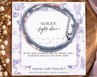 Nobody Fights Alone Bracelet, Survivor Gift, Cancer Support Bracelet, Breast Cancer Survivor, You are not alone,