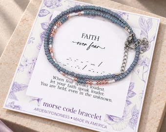 Faith Over Fear Bracelet Psalm 118:6 Secret Message Bracelet Morse Code Jewelry 2 Timothy 1 Christian Gift for Her Goddaughter Daughter