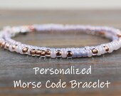 Personalized Gifts for her, Personalized Bracelet Beaded Bracelet Custom Morse Code Bracelet secret message bracelet, Inspirational